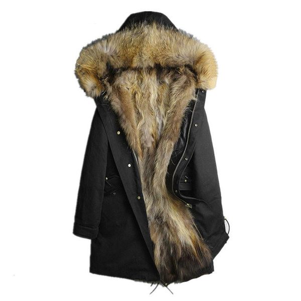 men's leather & faux natural raccoon fur coat warm winter jacket men collar parka clothes long f-pkf-1111 my774, Black
men's leather & faux natural raccoon fur coat warm winter jacket men collar parka clothes long f-pkf-1111 my774, Black