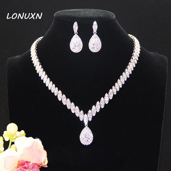 earrings & necklace water drop luxurious cz stones girls shiny two-piece set love bride jewelry sets + wedding bridal, Silver
earrings & necklace water drop luxurious cz stones girls shiny two-piece set love bride jewelry sets + wedding bridal, Silver