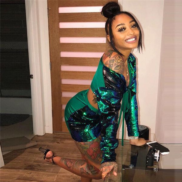 two piece dress shiny green sequins long sleeve crop bodycon mini set women 2 matching sets lady party club outfits, White
two piece dress shiny green sequins long sleeve crop bodycon mini set women 2 matching sets lady party club outfits, White