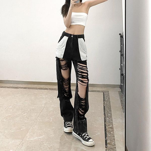 women's jeans 2021 autumn women trousers korean solid color loose high waist fashion ripped denim straight leg pants, Blue
women's jeans 2021 autumn women trousers korean solid color loose high waist fashion ripped denim straight leg pants, Blue