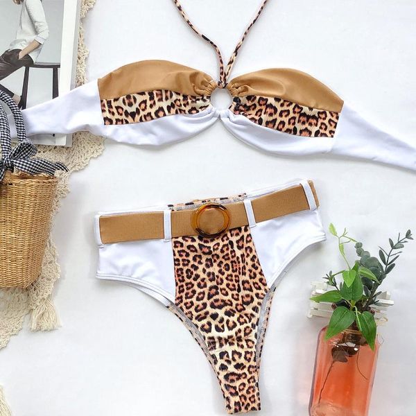 women's swimwear jnzfxes 2021 women high waist halter leopard patchwork bikini female bathing suits lyc22, White;black
women's swimwear jnzfxes 2021 women high waist halter leopard patchwork bikini female bathing suits lyc22, White;black