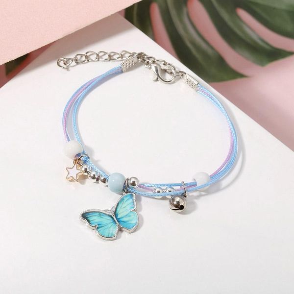 link, chain aesthetic blue butterfly pendant bracelet punk kpop street style braided bracelets for couple women men jewelry gifts, Black
link, chain aesthetic blue butterfly pendant bracelet punk kpop street style braided bracelets for couple women men jewelry gifts, Black
