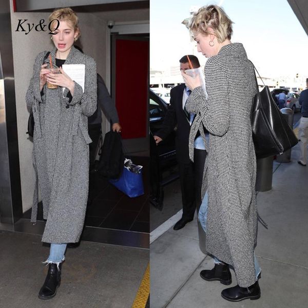 women's trench coats thin tweed long coat horn cuff tether thousand bird plaid star street po the same overcoat ladies elegant windbrea, Tan;black
women's trench coats thin tweed long coat horn cuff tether thousand bird plaid star street po the same overcoat ladies elegant windbrea, Tan;black