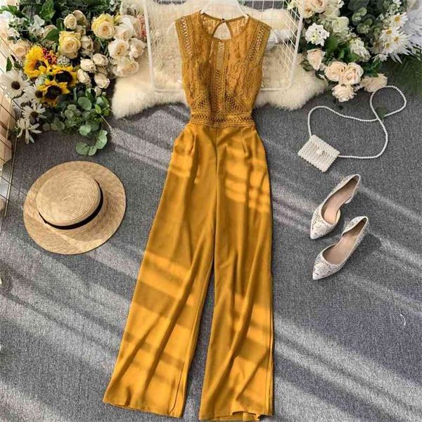 summer women's jumpsuit ol hollow backless sleeveless lace fight receiving waist thin wide leg pants ll009 210506, Black;white
summer women's jumpsuit ol hollow backless sleeveless lace fight receiving waist thin wide leg pants ll009 210506, Black;white