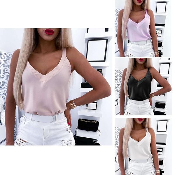 women's tanks & camis summer solid color sleeveless v-neck loose camisole top, White
women's tanks & camis summer solid color sleeveless v-neck loose camisole top, White