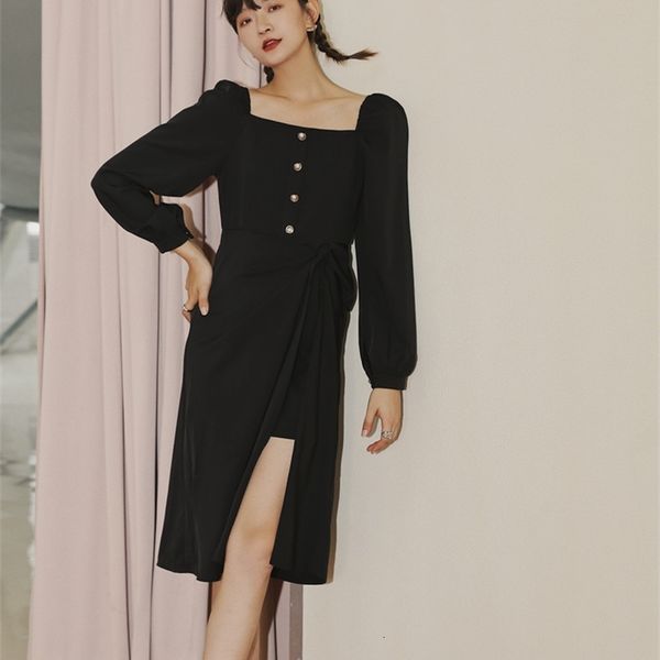 casual dresses vintage puff sleeve square neck wrap women long black tunic ladies with split fall clothing 2rxb, Black;gray
casual dresses vintage puff sleeve square neck wrap women long black tunic ladies with split fall clothing 2rxb, Black;gray