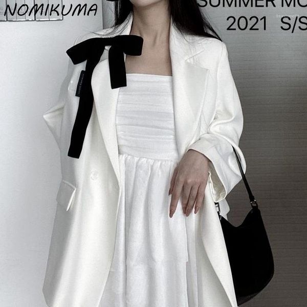 women's suits & blazers nomikuma 2021 fashion bowknot blazer coat causal notched collar woman suit jacket korean elegant long sleeve 6z, White;black
women's suits & blazers nomikuma 2021 fashion bowknot blazer coat causal notched collar woman suit jacket korean elegant long sleeve 6z, White;black