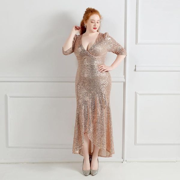 party dresses women plus size v-neck maxi dress half sleeve prom gold sequin ruffles evening vestidos de fiesta, White;black
party dresses women plus size v-neck maxi dress half sleeve prom gold sequin ruffles evening vestidos de fiesta, White;black