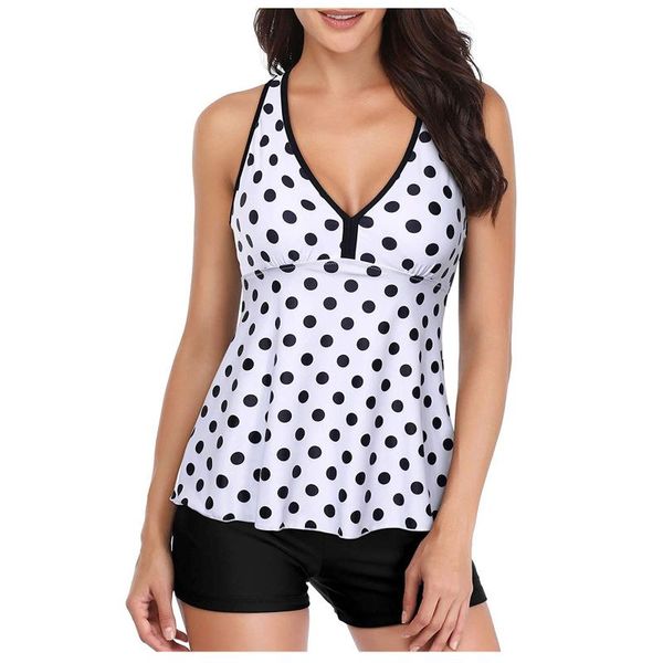 women's swimwear bikini tankini dot print high waist v neck halter two piece swimsuit summer bandage brazilian shorts 2021, White;black
women's swimwear bikini tankini dot print high waist v neck halter two piece swimsuit summer bandage brazilian shorts 2021, White;black