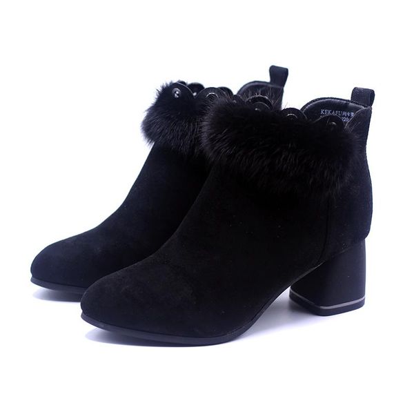 cosette kraft elegant designer shoes children short canister boots suede round head hair thick with female high-heeled, Black
cosette kraft elegant designer shoes children short canister boots suede round head hair thick with female high-heeled, Black