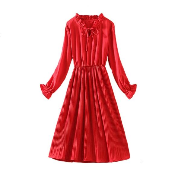 casual dresses 2021 the autumn women pleated dress long sleeve o-neck vintage elegant fashion korean party ladies maxi clothes, Black;gray
casual dresses 2021 the autumn women pleated dress long sleeve o-neck vintage elegant fashion korean party ladies maxi clothes, Black;gray