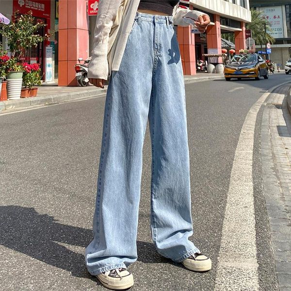 women's jeans women street high waist wide leg pants trousers retro fashion all-match solid color patchwork, Blue
women's jeans women street high waist wide leg pants trousers retro fashion all-match solid color patchwork, Blue
