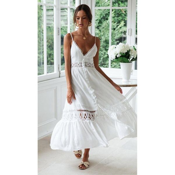 casual dresses ordi2021 summer women white lace long tunic beach dress spaghetti strap loose backless maxi, Black;gray
casual dresses ordi2021 summer women white lace long tunic beach dress spaghetti strap loose backless maxi, Black;gray