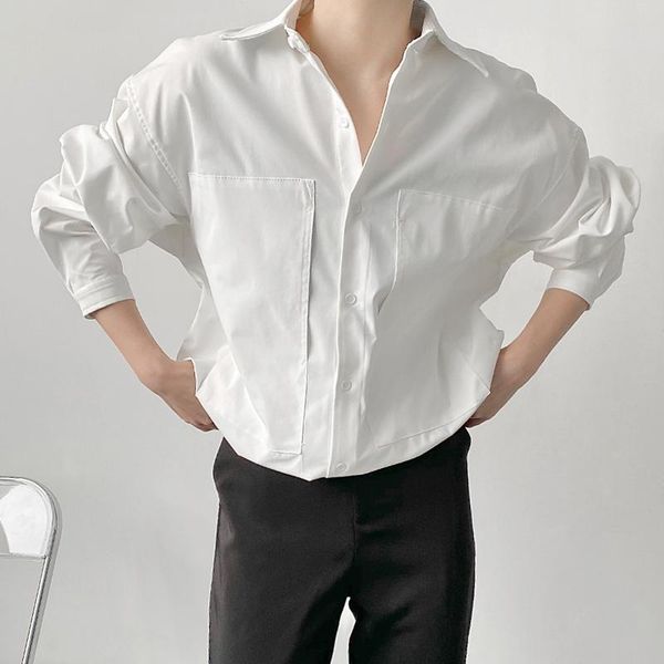 men's casual shirts spring and autumn korean version of personality simple cut paste cloth design fashion loose long-sleeved shirt, White;black
men's casual shirts spring and autumn korean version of personality simple cut paste cloth design fashion loose long-sleeved shirt, White;black