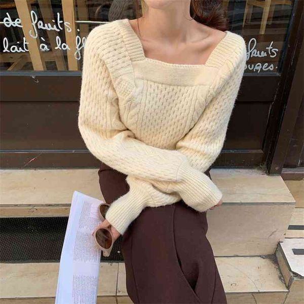 spot temperament party led twist sweater fashion brim loose show thin dew collarbone knitting coat 210423, White
spot temperament party led twist sweater fashion brim loose show thin dew collarbone knitting coat 210423, White