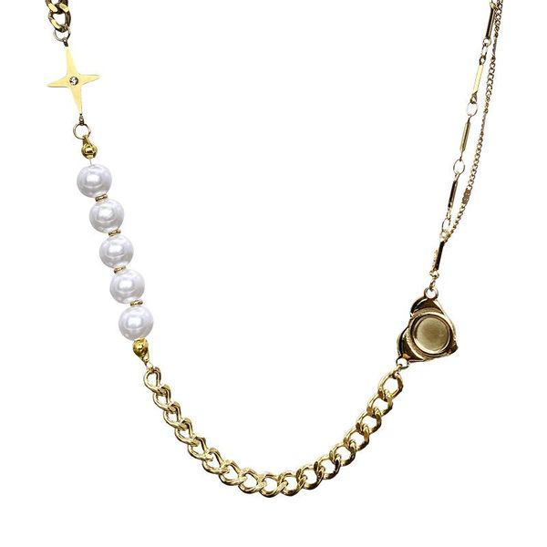 chains excellent jewelry net red titanium steel color protection necklace fashion pearl splicing chain simple temperament short, Silver
chains excellent jewelry net red titanium steel color protection necklace fashion pearl splicing chain simple temperament short, Silver