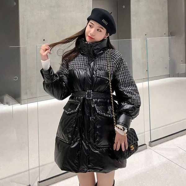 women's down & parkas woven splicing bright face padded jacket women winter mid-length plus velvet cotton female, Black
women's down & parkas woven splicing bright face padded jacket women winter mid-length plus velvet cotton female, Black