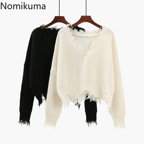 nomikuma v neck long sleeve sweater women tassel casual loose knitted pullover jumpers autumn ladies sueter mujer 3d379 210514, White;black
nomikuma v neck long sleeve sweater women tassel casual loose knitted pullover jumpers autumn ladies sueter mujer 3d379 210514, White;black