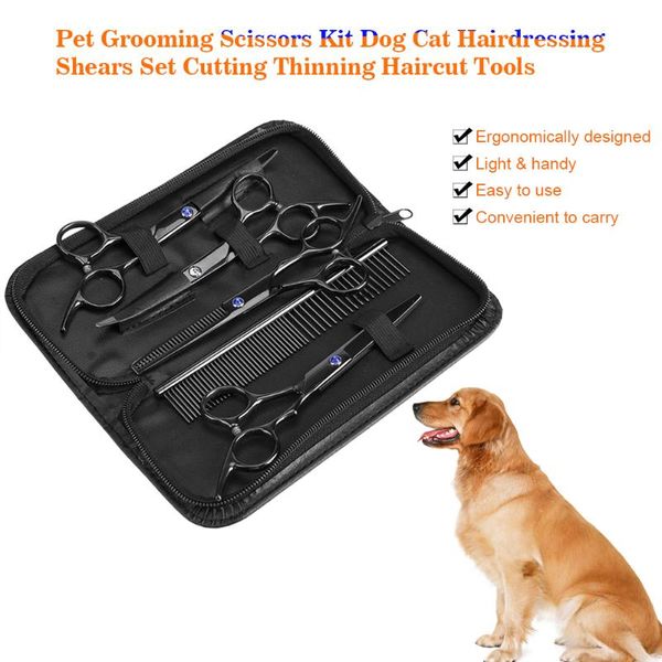 dog grooming 7pcs/set professional pet scissors kit cat hairdressing shears set cutting thinning haircut tools
dog grooming 7pcs/set professional pet scissors kit cat hairdressing shears set cutting thinning haircut tools