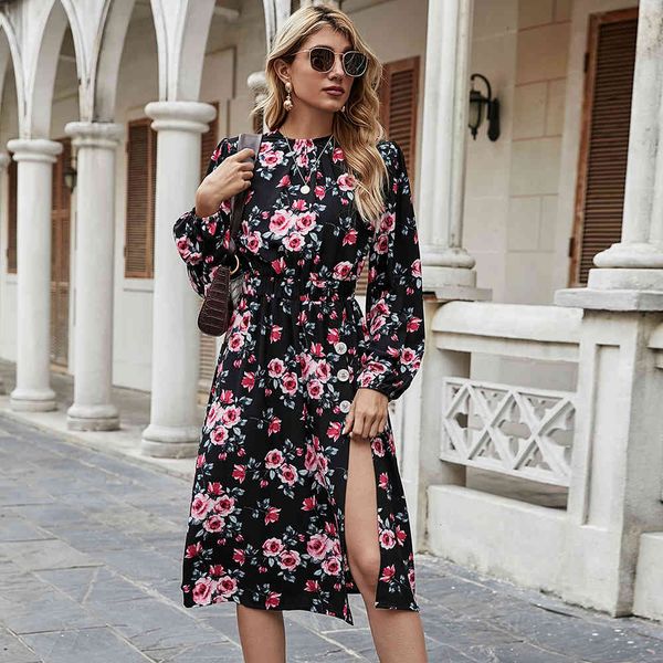 dress floral print slit midi dress women 2021 lantern sleeve o neck with button ladies spring casual elegant vintage pullover dresses gofv, Black;gray
dress floral print slit midi dress women 2021 lantern sleeve o neck with button ladies spring casual elegant vintage pullover dresses gofv, Black;gray
