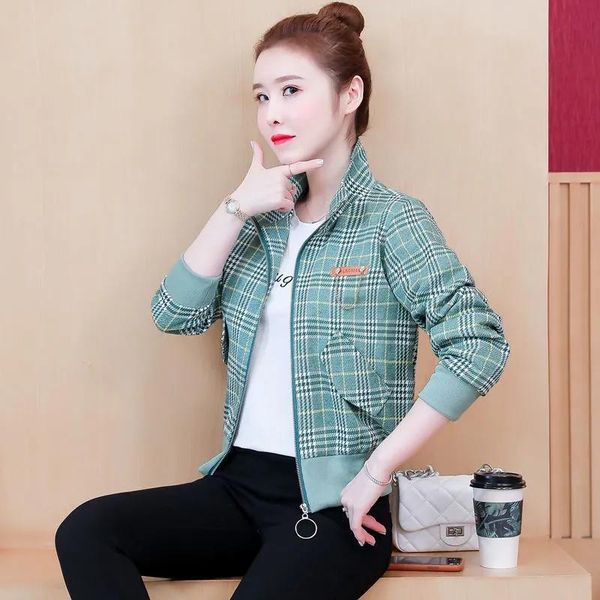 women's jackets 2021 spring and autumn fashion jacket casual korean style all-match simple plaid short, Black;brown
women's jackets 2021 spring and autumn fashion jacket casual korean style all-match simple plaid short, Black;brown