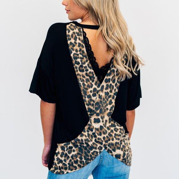 women's t-shirt women ladies t shirt summer short sleeves fashion backless baggy basic tee leopard print round neck, White
women's t-shirt women ladies t shirt summer short sleeves fashion backless baggy basic tee leopard print round neck, White