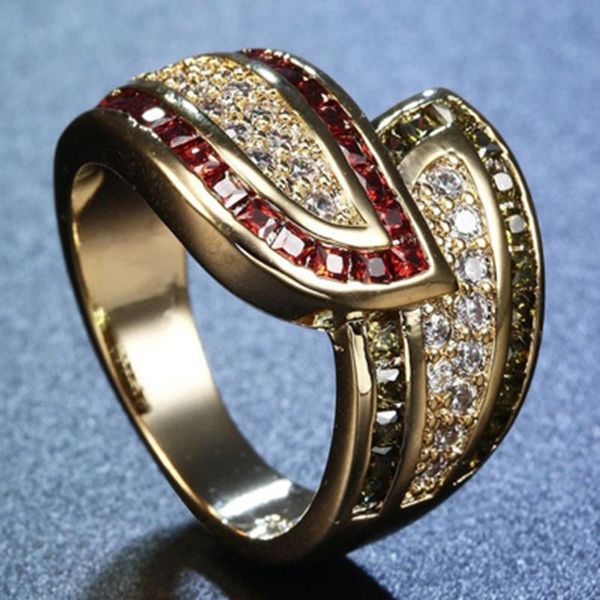 wedding rings women men luxury gold color staggered micro pave cz stone ring fashion red rhinestone good jewellery, Slivery;golden
wedding rings women men luxury gold color staggered micro pave cz stone ring fashion red rhinestone good jewellery, Slivery;golden