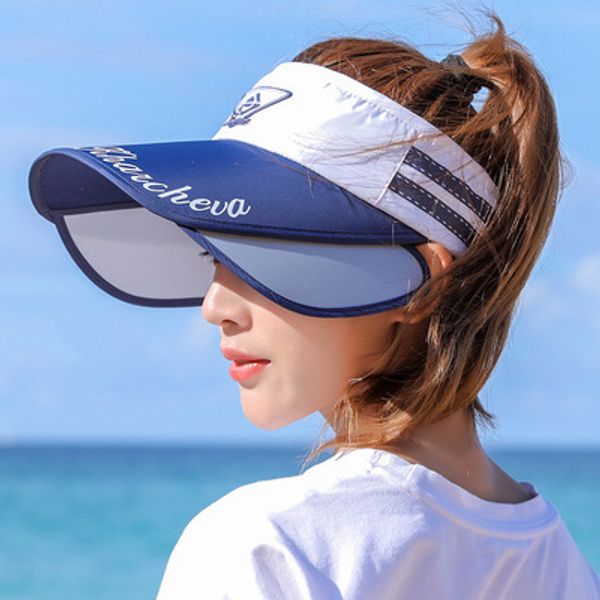 female new empty visor hats uv protection sports female summer outdoor sun hat adjustable large wide brim caps for women, Blue;gray
female new empty visor hats uv protection sports female summer outdoor sun hat adjustable large wide brim caps for women, Blue;gray