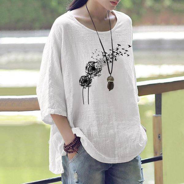 women's blouses & shirts 40# women summer blouse floral print cotton linen round neck pullover oversized three-quarter sleeve tee, White
women's blouses & shirts 40# women summer blouse floral print cotton linen round neck pullover oversized three-quarter sleeve tee, White