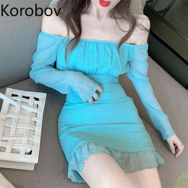 korobov vintage slash neck women dress korean beach style a-line slim mini dresses summer off shoulder dress 210430, Black;gray
korobov vintage slash neck women dress korean beach style a-line slim mini dresses summer off shoulder dress 210430, Black;gray