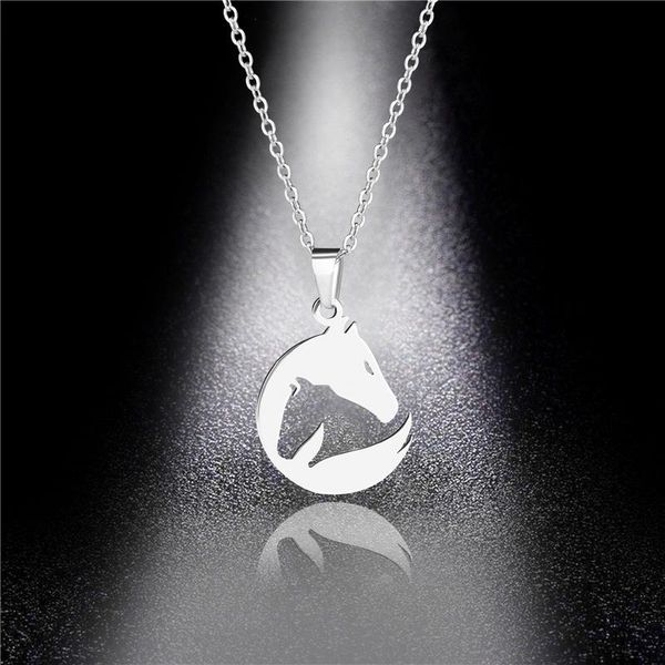 pendant necklaces creative wild titanium steel hollow pony necklace cartoon animal stainless jewelry factory direct sales, Silver
pendant necklaces creative wild titanium steel hollow pony necklace cartoon animal stainless jewelry factory direct sales, Silver