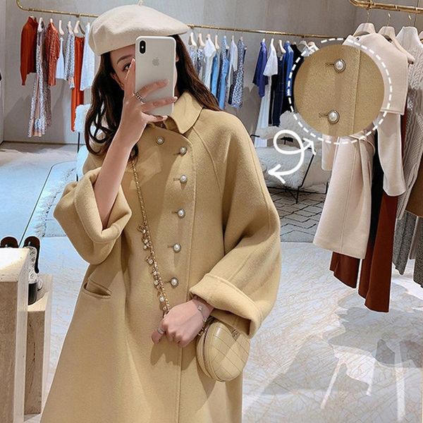 women's wool & blends double-sided cashmere coat long 2021 autumn and winter korean loose woolen temperament sweet lady w8457, Black
women's wool & blends double-sided cashmere coat long 2021 autumn and winter korean loose woolen temperament sweet lady w8457, Black