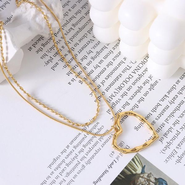 pendant necklaces romantic stainless steel gold double layered hollow-out heart for women/girls engagement wedding jewelry parts, Silver
pendant necklaces romantic stainless steel gold double layered hollow-out heart for women/girls engagement wedding jewelry parts, Silver