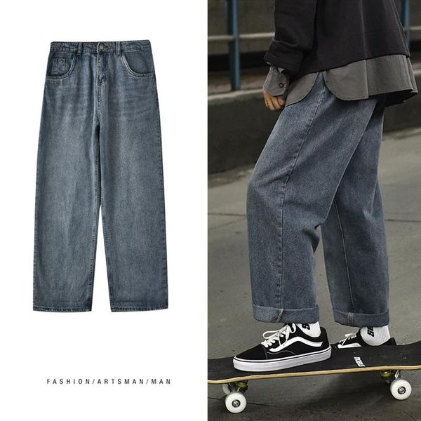 men's jeans korean fashion hip hop straight skateboard streetwear couple denim trousers kpop men women clothing harajuku casual pants, Blue
men's jeans korean fashion hip hop straight skateboard streetwear couple denim trousers kpop men women clothing harajuku casual pants, Blue