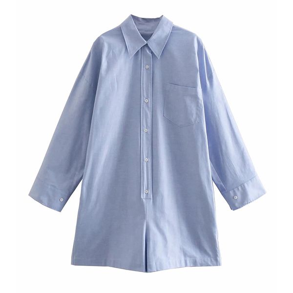 women blue shorts jumpsuit with single-breasted long sleeve fashion shirt style overall romper spring autumn 210520, Black;white
women blue shorts jumpsuit with single-breasted long sleeve fashion shirt style overall romper spring autumn 210520, Black;white