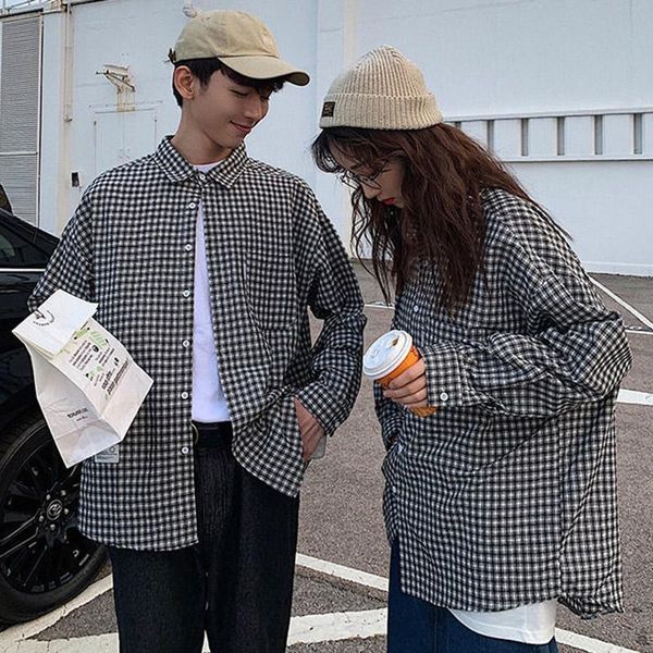 men's casual shirts autumn long sleeve plaid shirt fashion korean style men clothing hip hop kpop clothes 2021black white lovers hawaii, White;black
men's casual shirts autumn long sleeve plaid shirt fashion korean style men clothing hip hop kpop clothes 2021black white lovers hawaii, White;black