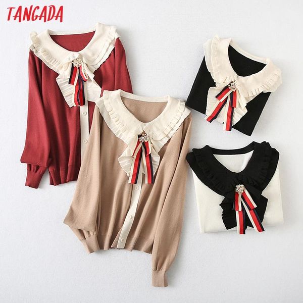women's sweaters tangada women 2021 fashion vintage bow knitted sweater jumper female pullovers chic yu37, White;black
women's sweaters tangada women 2021 fashion vintage bow knitted sweater jumper female pullovers chic yu37, White;black