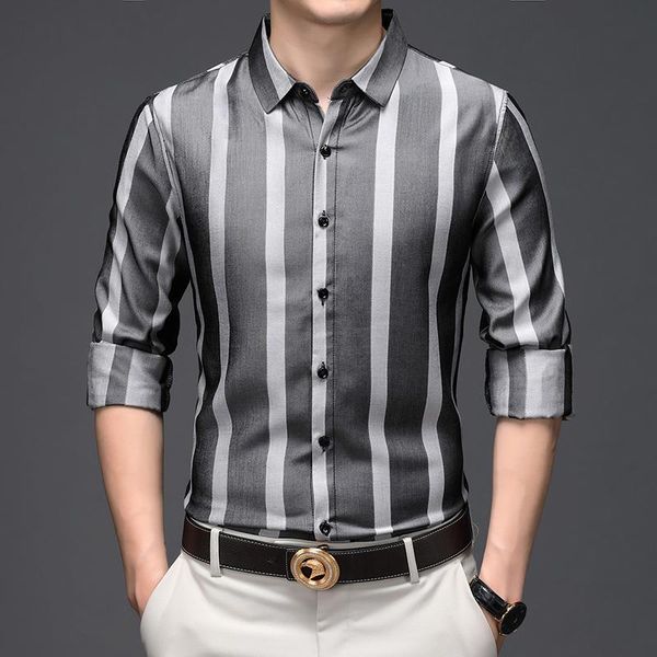 men's casual shirts striped 2021 autumn business formal dress shirt fashion slim fit streetwear chemise homme, White;black
men's casual shirts striped 2021 autumn business formal dress shirt fashion slim fit streetwear chemise homme, White;black