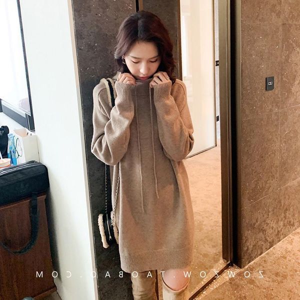 women's sweaters 2021 autumn and winter cashmere sweater mid-length loose hooded outer wear western-style knitted wool, White;black
women's sweaters 2021 autumn and winter cashmere sweater mid-length loose hooded outer wear western-style knitted wool, White;black