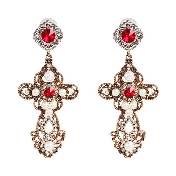 vintage baroque style crystal with pearls big cross dangle earrings for women jewelry classic statement accessories, Silver
vintage baroque style crystal with pearls big cross dangle earrings for women jewelry classic statement accessories, Silver