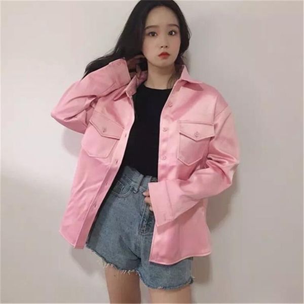 women's jackets 2021 autumn jacket women fashion loose pink shirt style overcoat double pocket girly sweet ladies outerwear high grade, Black;brown
women's jackets 2021 autumn jacket women fashion loose pink shirt style overcoat double pocket girly sweet ladies outerwear high grade, Black;brown
