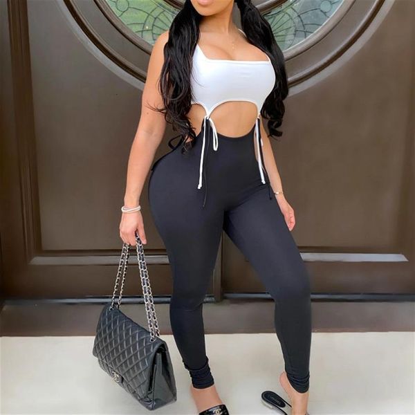 bodycon summer sleeveless womens rompers patchwork waist long playsuit trousers, Black;white
bodycon summer sleeveless womens rompers patchwork waist long playsuit trousers, Black;white