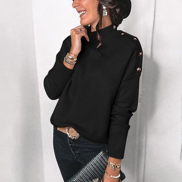 women's blouses & shirts women spring autumn mock neck solid color with buttons long sleeve loose casual vintage female, White
women's blouses & shirts women spring autumn mock neck solid color with buttons long sleeve loose casual vintage female, White