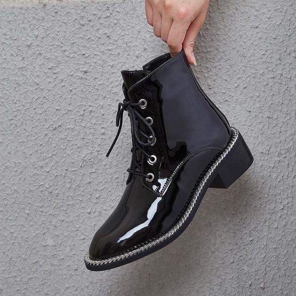 boots punk genuine leather motorcycle women chain square heels autumn winter ankle shoes woman size 41 42 43, Black
boots punk genuine leather motorcycle women chain square heels autumn winter ankle shoes woman size 41 42 43, Black
