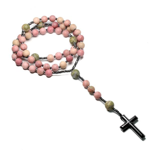 pendant necklaces natural matte rhodonite unakite beads catholic christ rosary cross necklace for women meditation mala, Silver
pendant necklaces natural matte rhodonite unakite beads catholic christ rosary cross necklace for women meditation mala, Silver