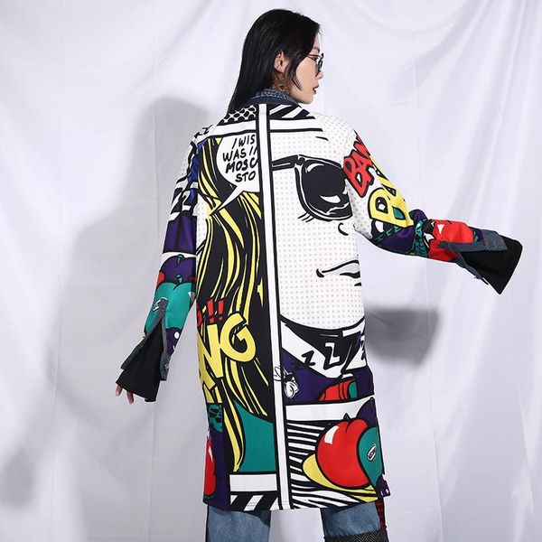 women's jackets summer spring 2021 lapel long sleeve blue pattern printed doodling loose denim big size jacket women coat fashion tide, Black;brown
women's jackets summer spring 2021 lapel long sleeve blue pattern printed doodling loose denim big size jacket women coat fashion tide, Black;brown