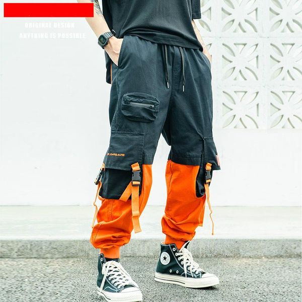 men's pants spring and summer tide brand loose contrast color pockets beam foot cargo men causal trousers, Black
men's pants spring and summer tide brand loose contrast color pockets beam foot cargo men causal trousers, Black
