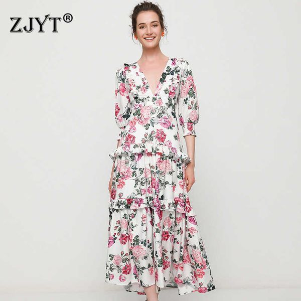 women fashion runway spring long maxi dress festa elegant designers full sleeve print robe femme holiday vestidos 210601, Black;gray
women fashion runway spring long maxi dress festa elegant designers full sleeve print robe femme holiday vestidos 210601, Black;gray