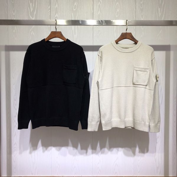 men's sweaters designer brand stone oney round neck pullover solid color long-sleeved sweater basic pocket bottoming shirt, White;black
men's sweaters designer brand stone oney round neck pullover solid color long-sleeved sweater basic pocket bottoming shirt, White;black