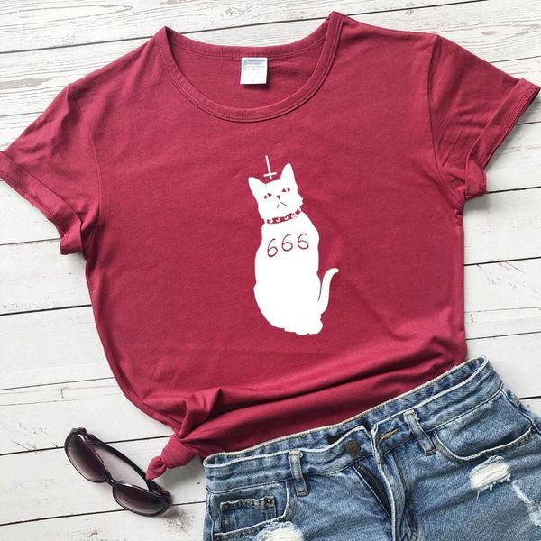 women's t-shirt 666 cat funny gothic women fashion pure cotton casual hipster party young t shirt gift street tees art r129, White
women's t-shirt 666 cat funny gothic women fashion pure cotton casual hipster party young t shirt gift street tees art r129, White